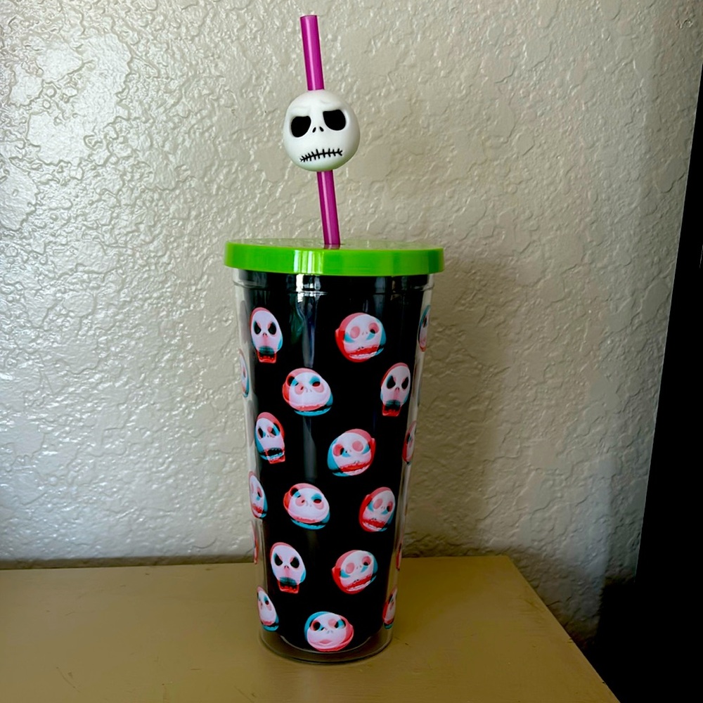Disney Parks Nightmare Before Christmas Jack Skellington 3D Tumbler with Straw.